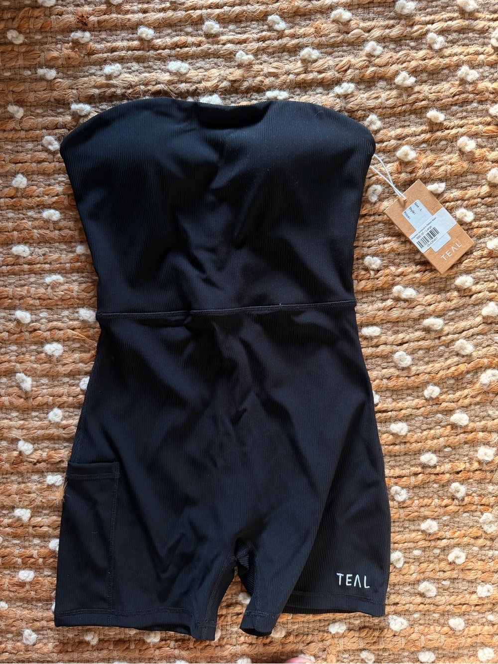 TEAL Black Strapless One-Piece Romper